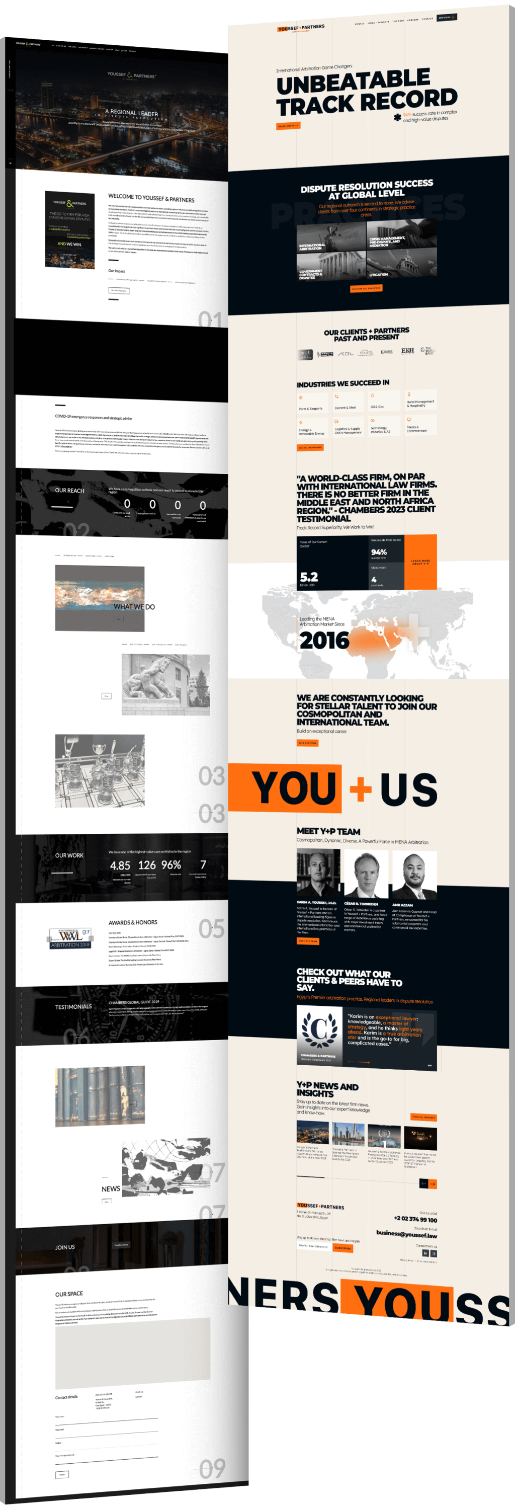Image showing the before and after of Youssef & Partners' website design