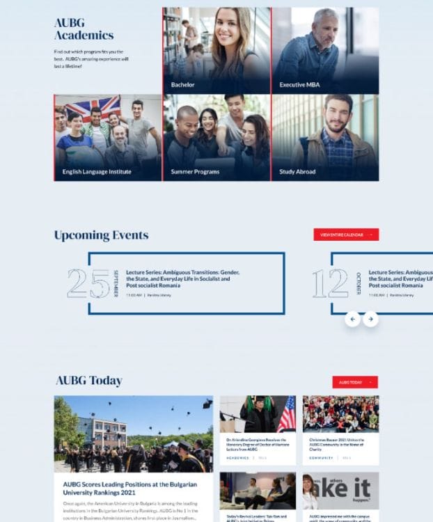AUBG's website design
