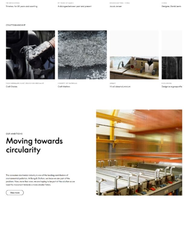 Bang & Olufsen's website design