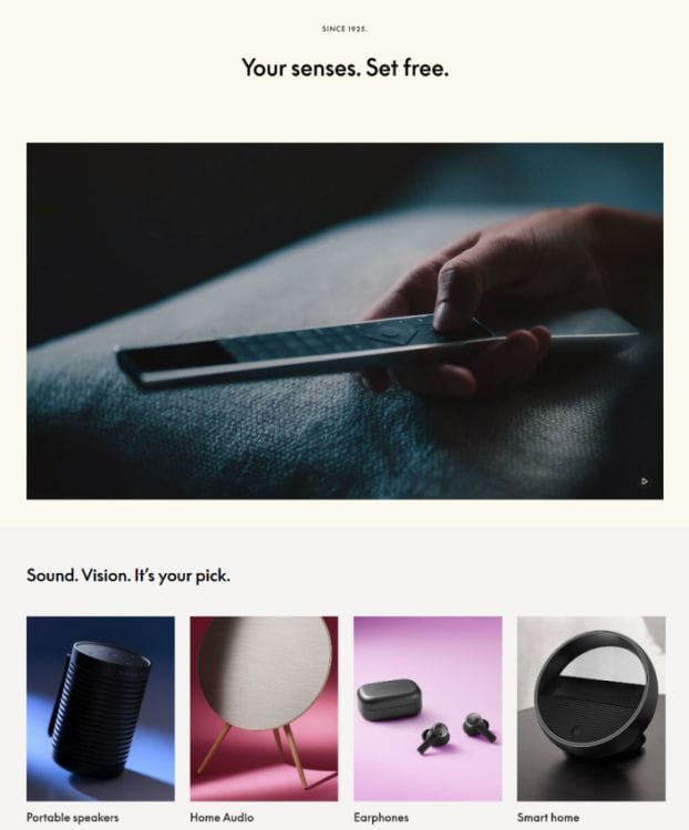 Bang & Olufsen's website design