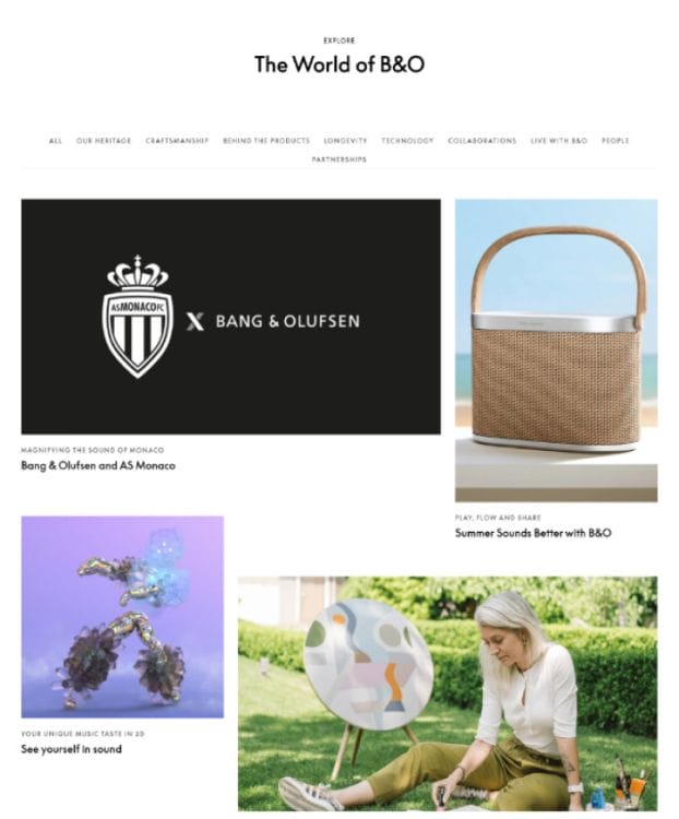 Bang & Olufsen's website design