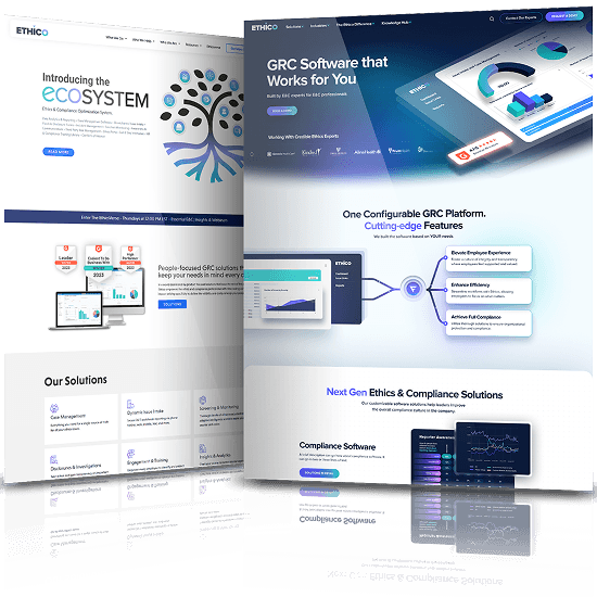 Ethico website redesign enhancing ethics and compliance software presentation with modern dashboards, responsive layouts, and enterprise SaaS styling.
