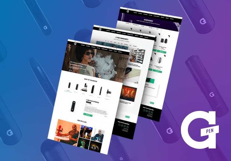 Three stacked images of G Pen's custom website design