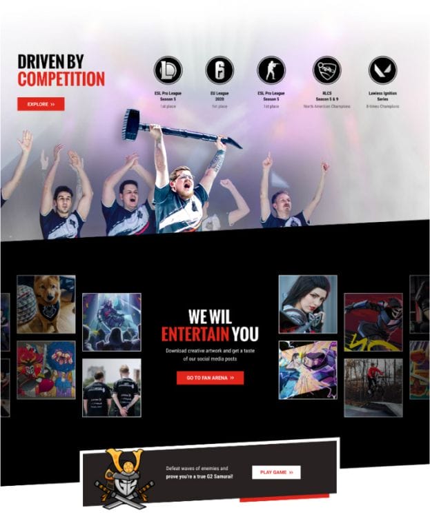 G2 eSports' website design
