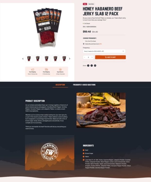 Glenwood Snacks' website design