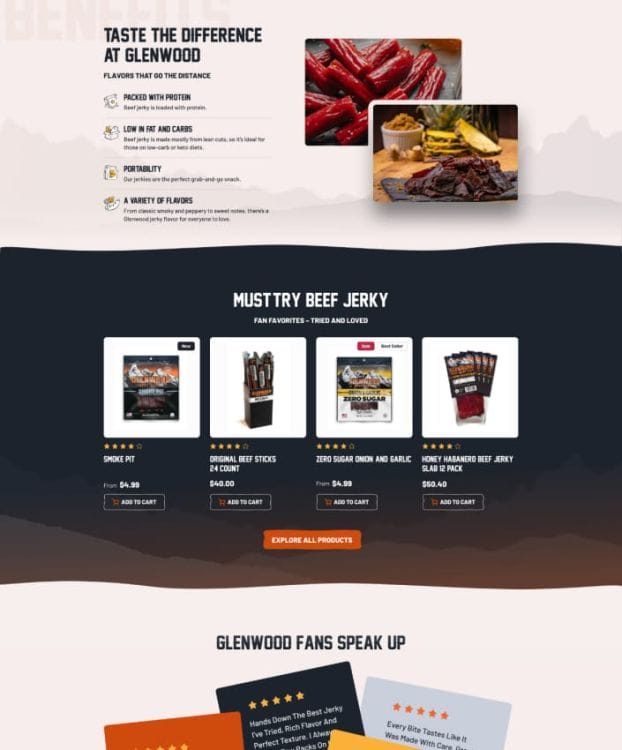 Glenwood Snacks' website design