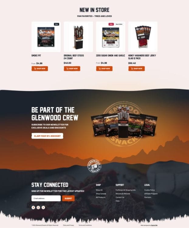 Glenwood Snacks' website design
