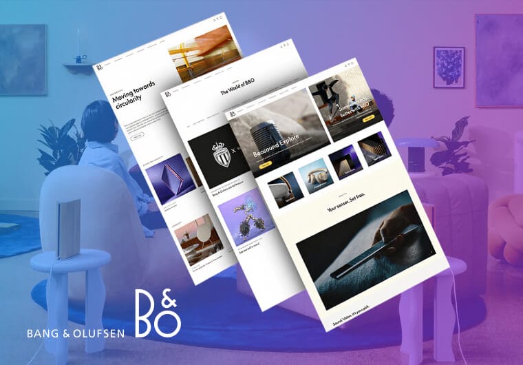 Website design showcasing Bang & Olufsen