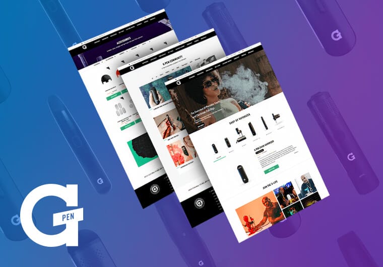 Three stacked images of G Pen's website design
