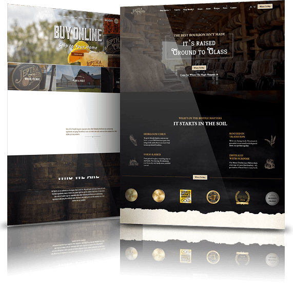 Image showing the before and after of Jeptha Creed's website design