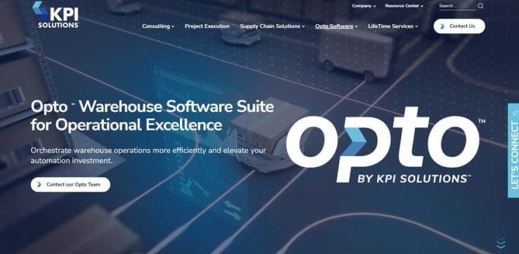 Custom OPTO website design built to highlight warehouse software solutions focused on operational excellence and automation efficiency.