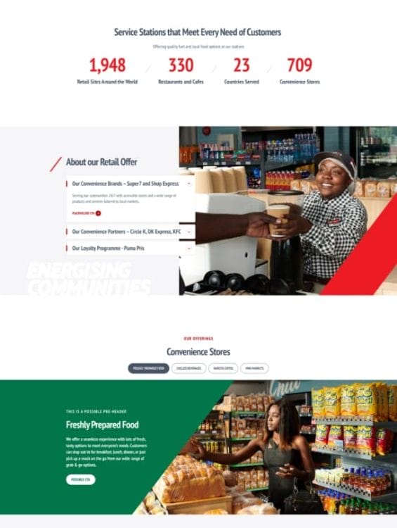 Puma Energy's website design