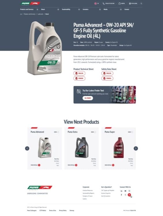 Puma Energy's website design