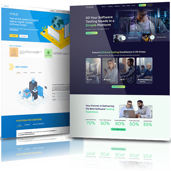 Qyrus website redesign modernizing a software testing platform with a streamlined user experience, bold visuals, and responsive SaaS design.