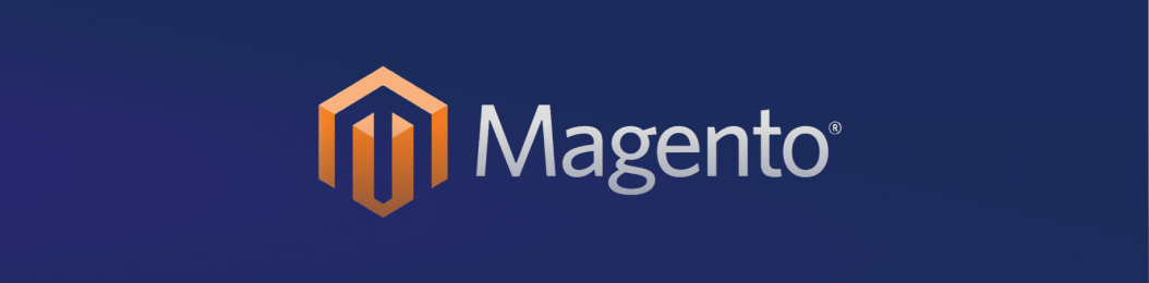Magento logo on blue background