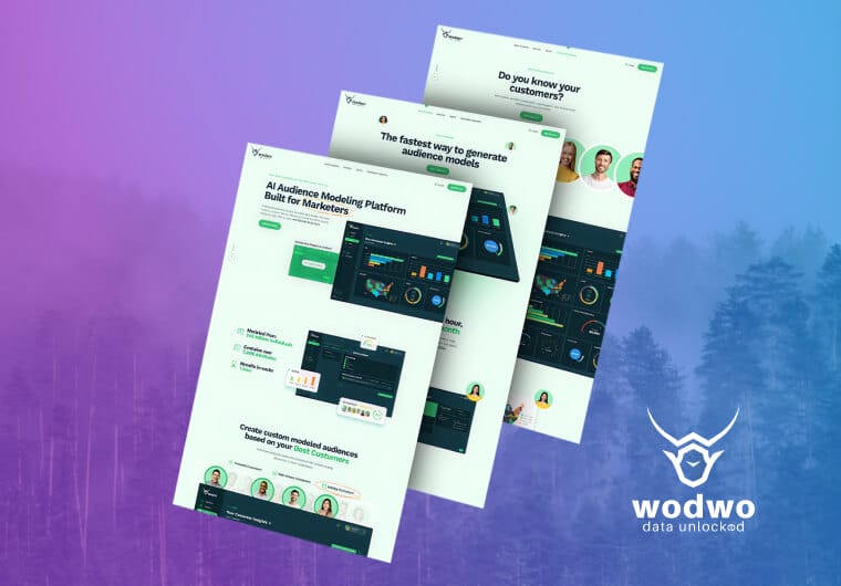 Three stacked images of Wodwo's website design