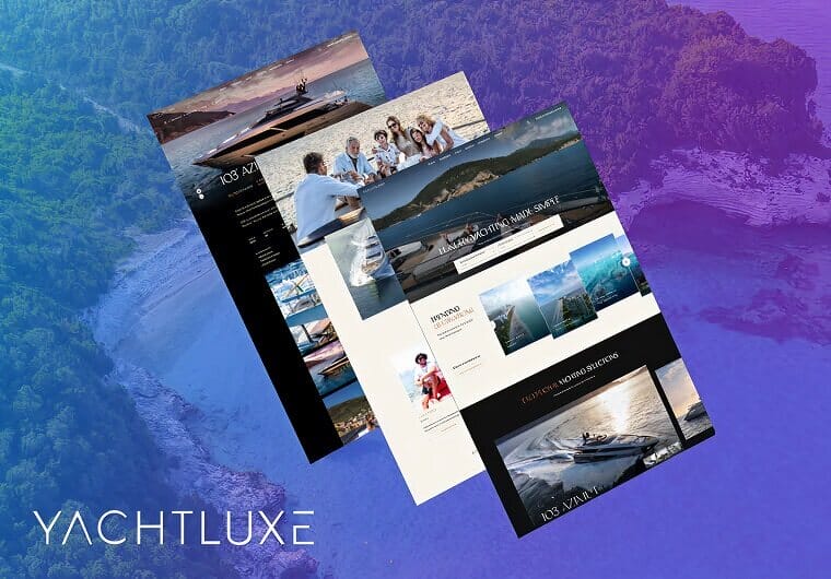 Three stacked images of YachtLuxe’s website design