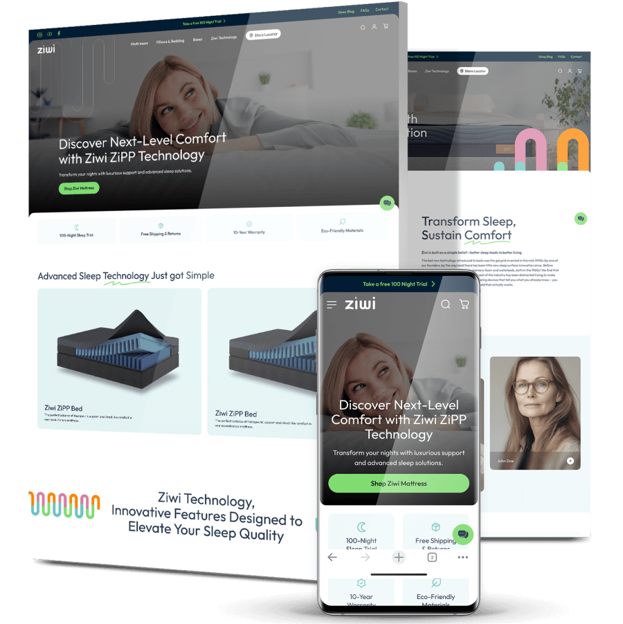 Image showing Ziwi's website design on desktop and mobile