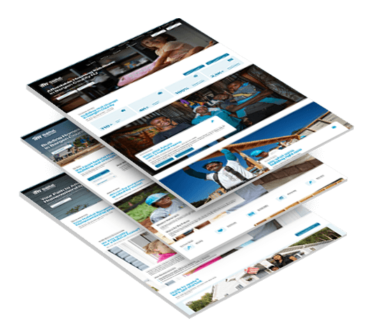 Three stacked images of Habitat for Humanity's website design