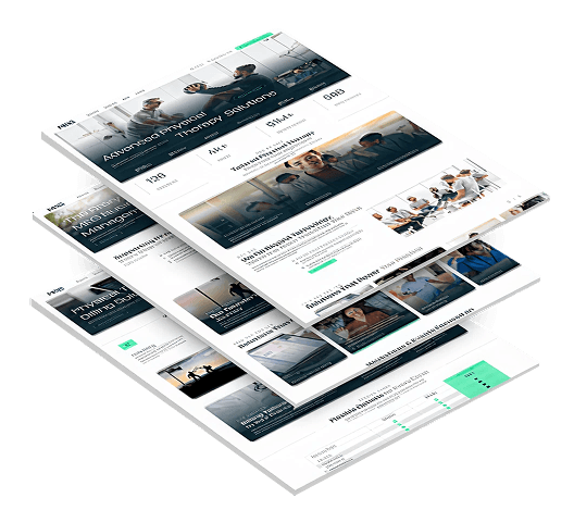 Three stacked images of Meg Business' website design