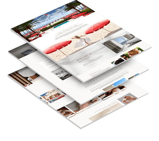 Three stacked images of Acqualina's website design