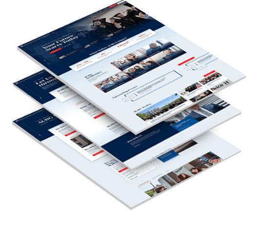 Three stacked images of AUBG's website design