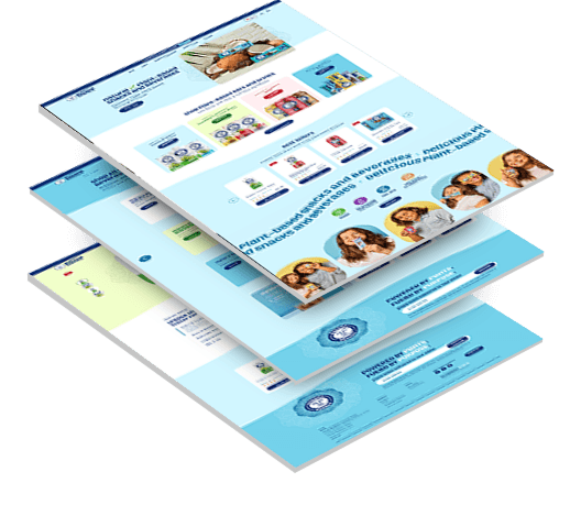 Three stacked images of Buddha Brands' website design