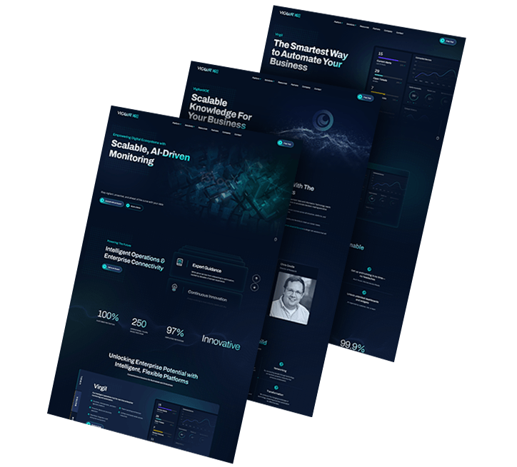 Three images of VigilantIoE's website design