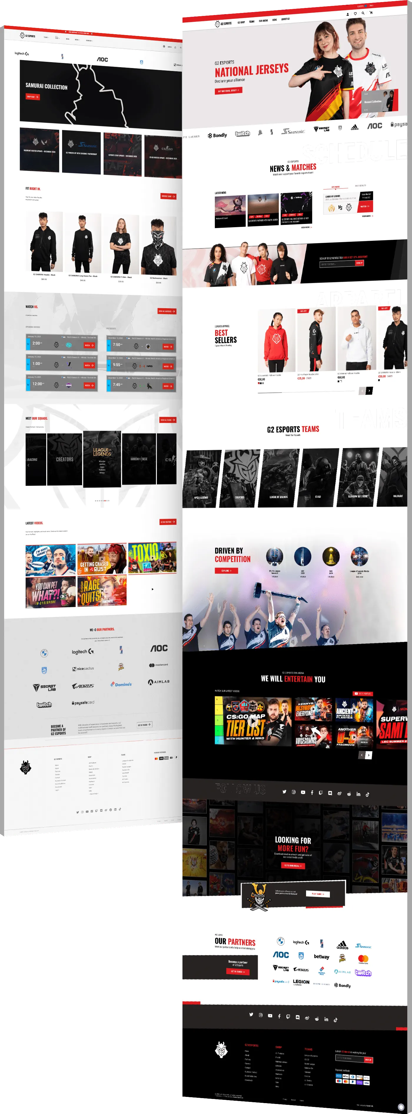 Image showing the before and after of G2 eSports' website design opt